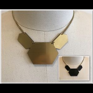 REVERSIBLE geometric Black & Gold Necklace